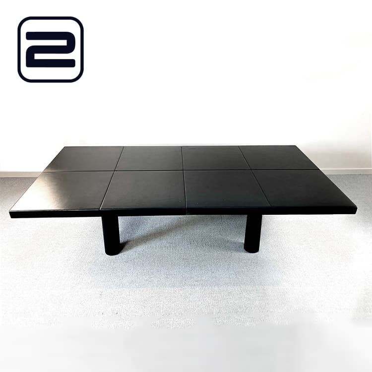 POLTRONA FRAU C.E.O Cube Meeting Vergadertafel B297xD150, 5xH74, 5 - Zwart Leer / Zwart leer Vierpoot