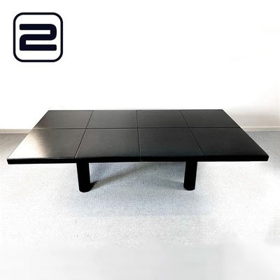 POLTRONA FRAU C.E.O Cube Meeting Vergadertafel B297xD150, 5xH74, 5 - Zwart Leer / Zwart leer Vierpoot