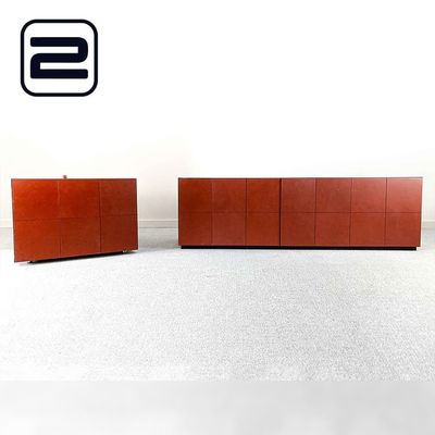 POLTRONA FRAU C.E.O Cube Cupboard Lage Draaideurkast H64xB210xD60 - Bruin leer / Zwart