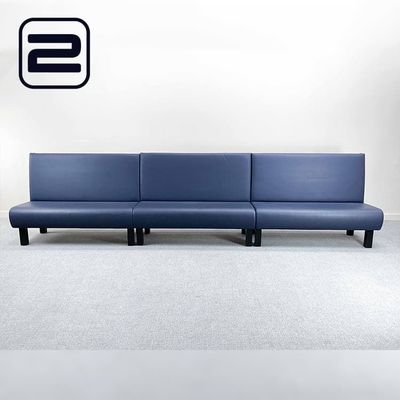 HUTTEN Edge Zitbank 3-zit B421, 5xD68xH106 - Donkerblauw Kunstleer / Zwart hout Vierpoot