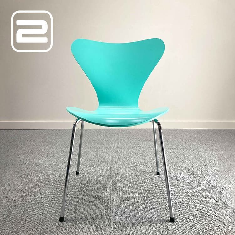 FRITZ HANSEN Series 7 Butterfly Ontvangststoel by Arne Jacobsen - Turquoise / Chrome Vierpoot
