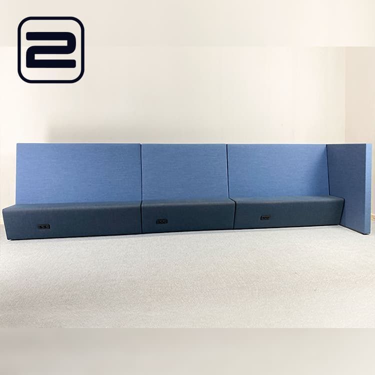 DRISAG Treinbank B510xD110xH132 - Donkergrijs / Blauw Stof / Zwart Plastiek