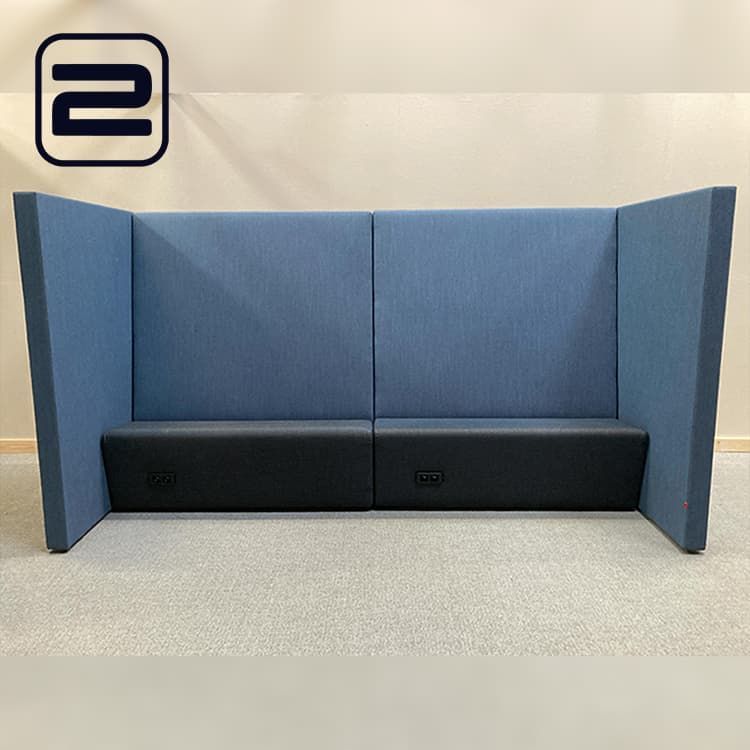 DRISAG Treinbank B300xD110xH162 - Donkergrijs / Blauw Stof / Zwart Plastiek