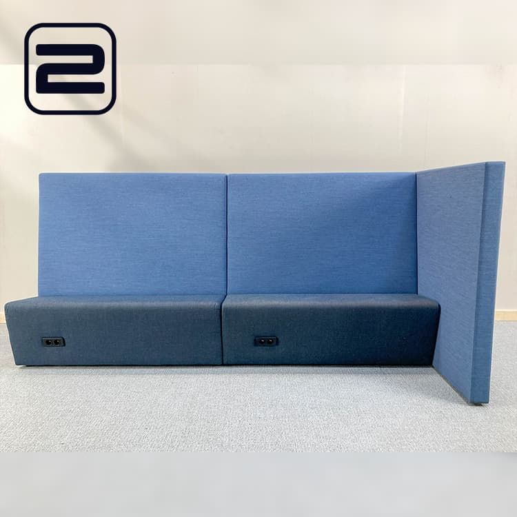 DRISAG Treinbank B290xD110xH132 - Donkergrijs / Blauw Stof / Zwart Plastiek
