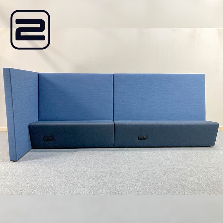 DRISAG Treinbank B329xD110xH132 - Donkergrijs / Blauw Stof / Zwart Plastiek