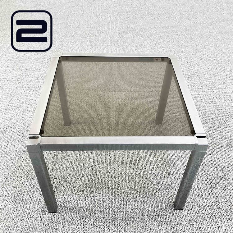SFAX Salontafel B43xD43xH32, 5 - Doorzichtig bruin Glas / Chrome Vierpoot