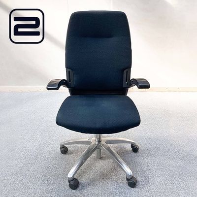 DRABERT Cambio Bureaustoel - donkergroen / zwart leder / grijs metaal kruisvoet