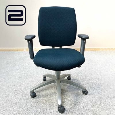 DRABERT Entrada Bureaustoel - Zwart Stof / Grijs Metaal Voetkr mt wielen