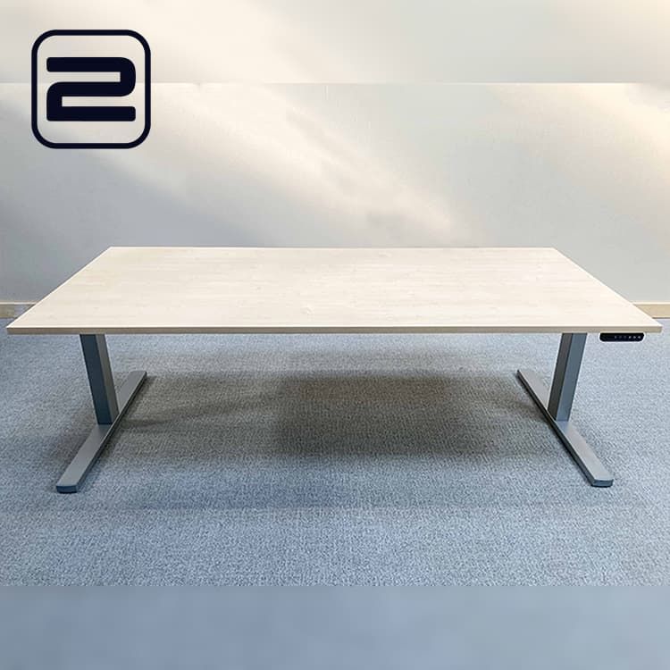 DRISAG Zit-Sta Bureau Elektr Verstelbaar B200xD90xH64-130 - Licht Hout / Grijs Metaal 2-poot