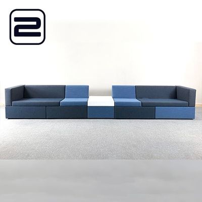 DRISAG Bea bench Zithoek B420xD70xH70 - Donkergrijs / Blauw / Wit Stof / Melamine / Zwart kunststof