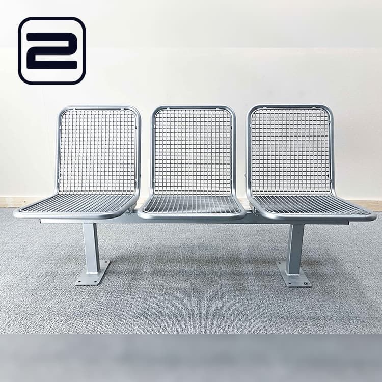 NN Wachtbank 3p B147xD57xH86 - Grijs Metaal / Grijs Metaal 2-voet