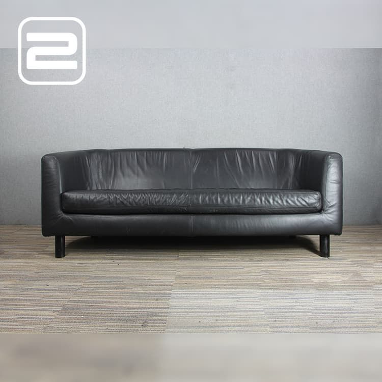 Lounge Zetel - Zwart Leder / Hout / Metaal