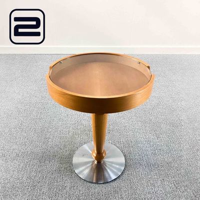 TRAVOLINO Bijzettafel B46xD46xH60 - Doorzichtig Glas / Walnoot licht Hout