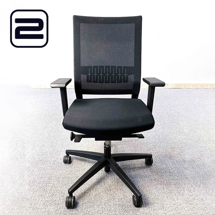 VIASIT Impulse Too Ergonomische Bureaustoel - Zwart Stof / Mesh / Zwart Metaal Voetkr mt wielen