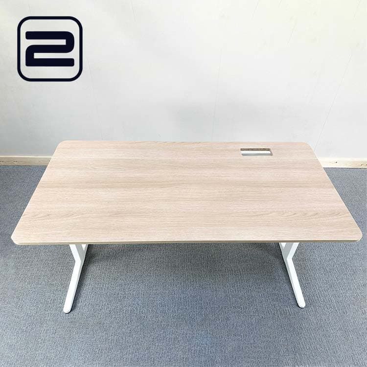 AHREND Bureau B160xD80xH74 - Licht Hout / Wit Metaal T-poot