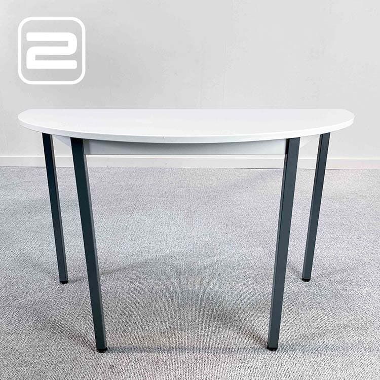 NN Bureau halfrond B120xD60xH73, 5 - Wit / Grijs Metaal 4-poot