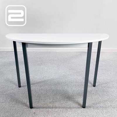 NN Bureau halfrond B120xD60xH73, 5 - Wit / Grijs Metaal 4-poot