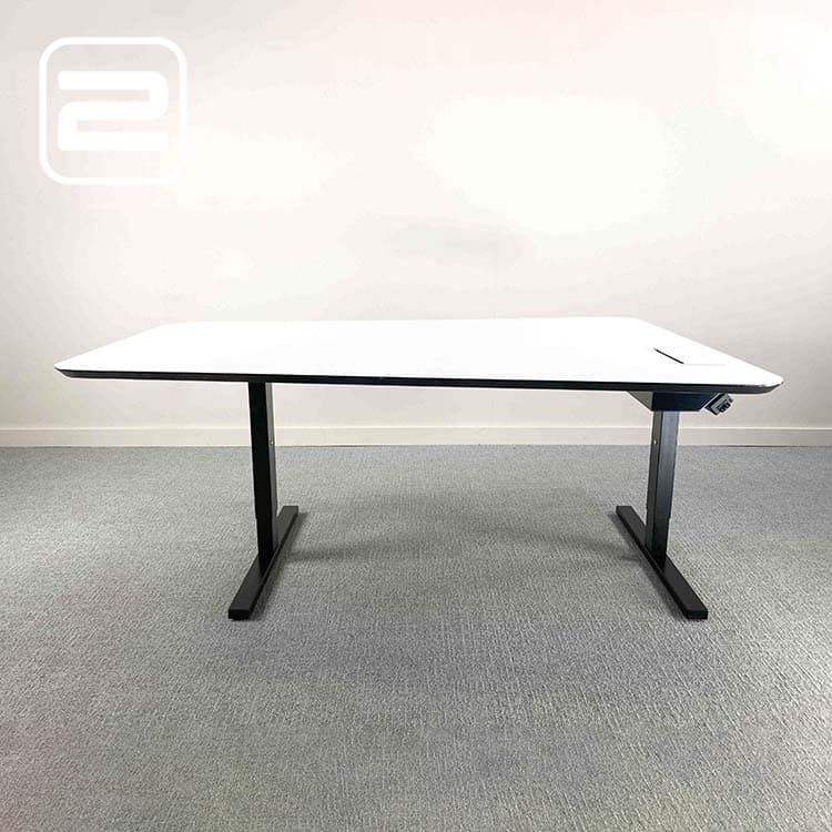 TWINFORM Vergadertafel B181xD60-130xH75 - Wit / Zwart Metaal 2 T-poot