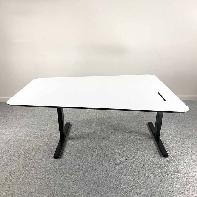 TWINFORM Vergadertafel B181xD60-130xH75 - wit / zwart metaal t-poot