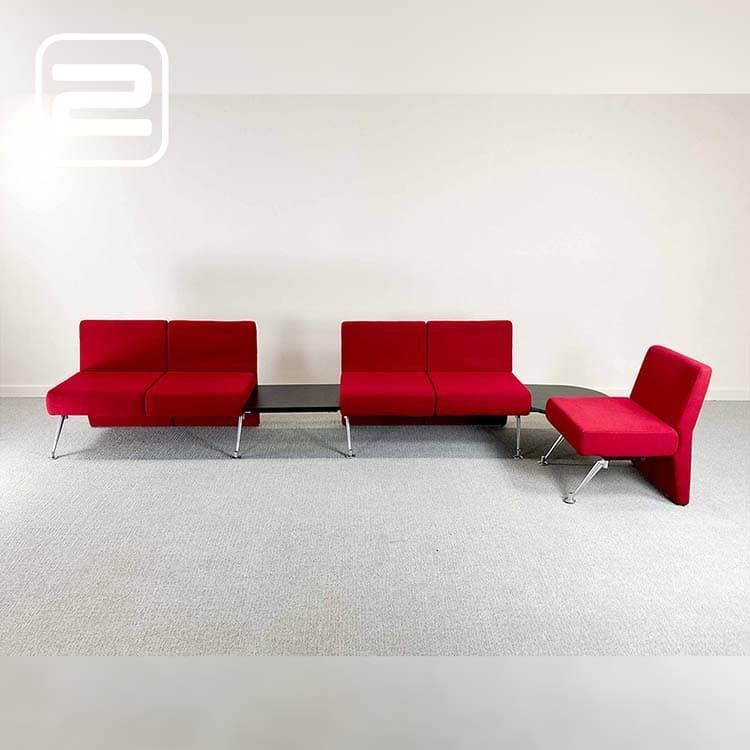 NN Bank B370xD61xH77 - Rood / Zwart Stof / Chrome 3-poot