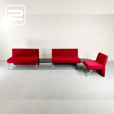 NN Bank B370xD61xH77 - Rood / Zwart Stof / Chrome 3-poot