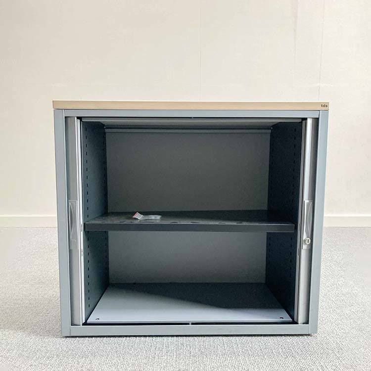 TDS Lage Vert Roldeurkast H72xB80xD40 - Licht hout / Grijs Hout / metaal