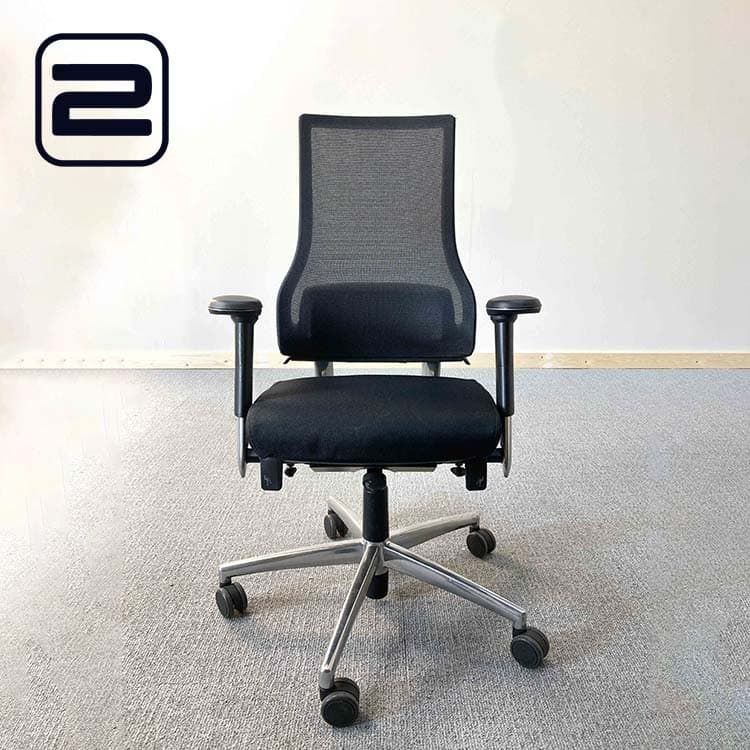 AXIA BMA 2.5 Ergonomische Bureaustoel - Zwart Stof / Mesh / Chrome Voetkr mt wielen