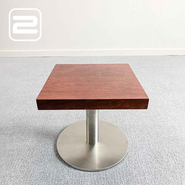 PEDRALI Bijzettafel B45xD45xH40 - Donker hout / Grijs Metaal / Chrome Centrale poot