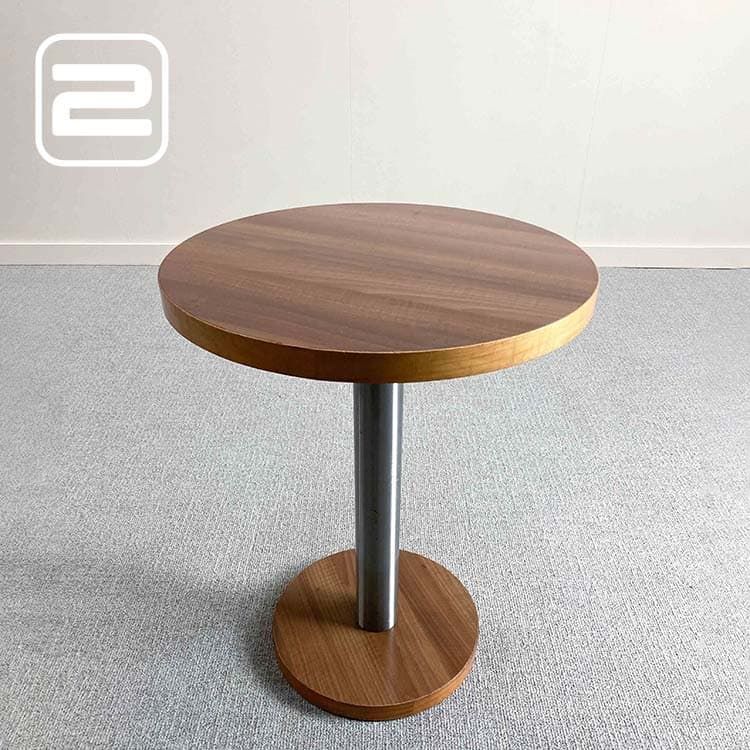 NN Kantinetafel B60xD60xH76 - Donker hout / Donkergrijs Metaal / Donker Houten kleur Centrale poot