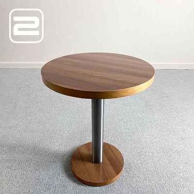 NN Kantinetafel B60xD60xH76 - Donker hout / Donkergrijs Metaal / Donker Houten kleur Centrale poot