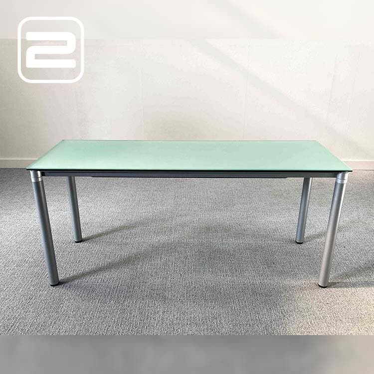 Bureau B150xD50xH67 - Getint glas Glas / Grijs Metaal 4-poot