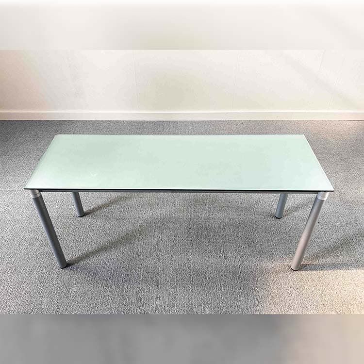 Bureau B150xD50xH67 - getint glas glas / grijs metaal vierpoot