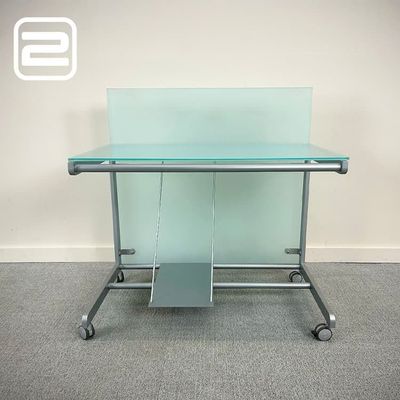 Receptie B100xD60xH102 - Doorzichtig blauw Glas / Metaal