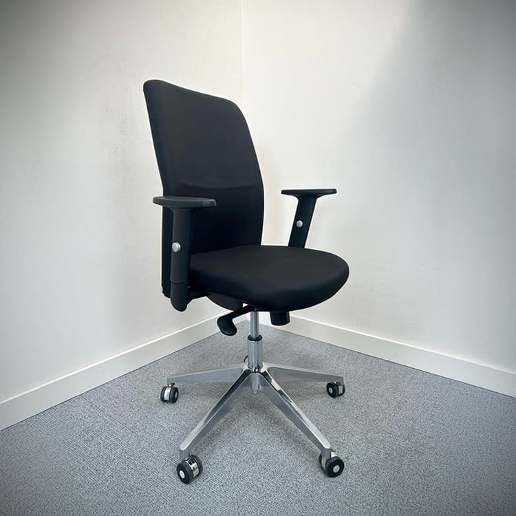 NN Bureaustoel - Zwart Stof / Metaal Voetkr mt wielen