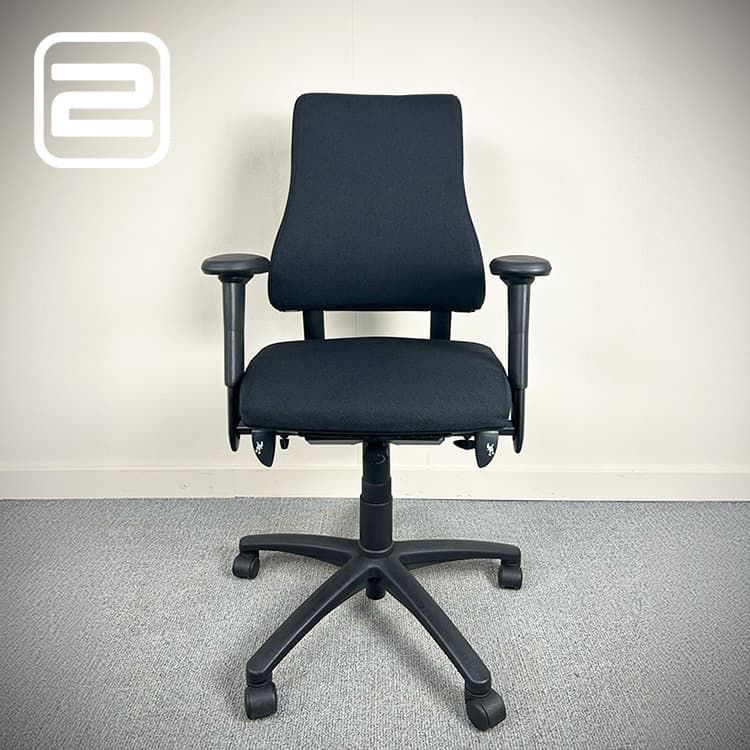 AXIA BMA 1.2 Bureaustoel refurbished - Zwart (nieuwe stof) / Zwart Kunststof Voetkr mt wielen