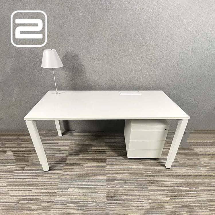 PAMI Bureau (zonder ladeblok) B160xD80xH75 - wit Melamine / Wit Metaal