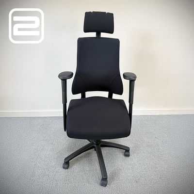 AXIA Bureaustoel met hoofdsteun - Zwart Stof / Zwart Kunststof Voetkr mt wielen AXIA Bureaustoel met hoofdsteun - Zwart Stof / Zwart Kunststof Voetkr mt wielen