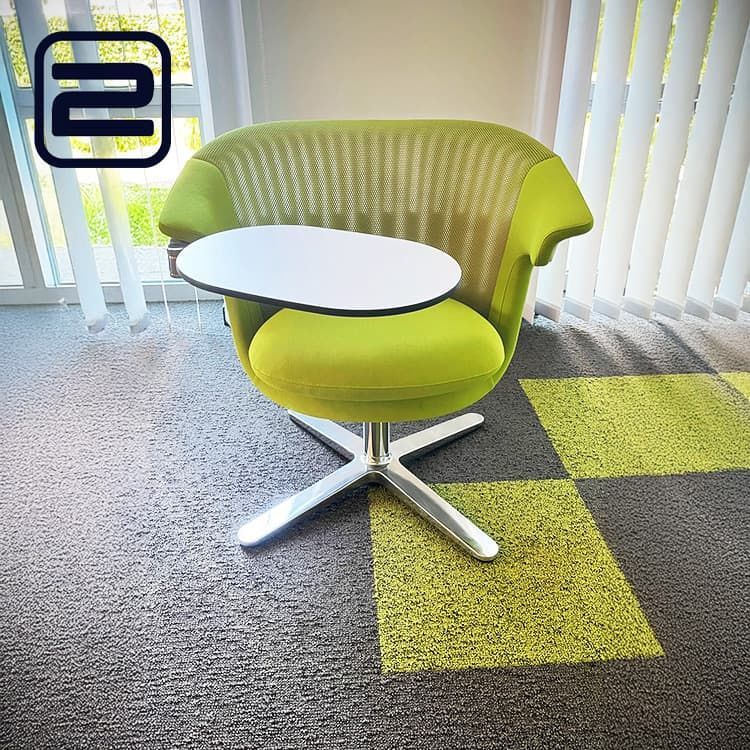 STEELCASE i2i Ontvangststoel - Groen Stof / Mesh / Aluminium Voetkruis