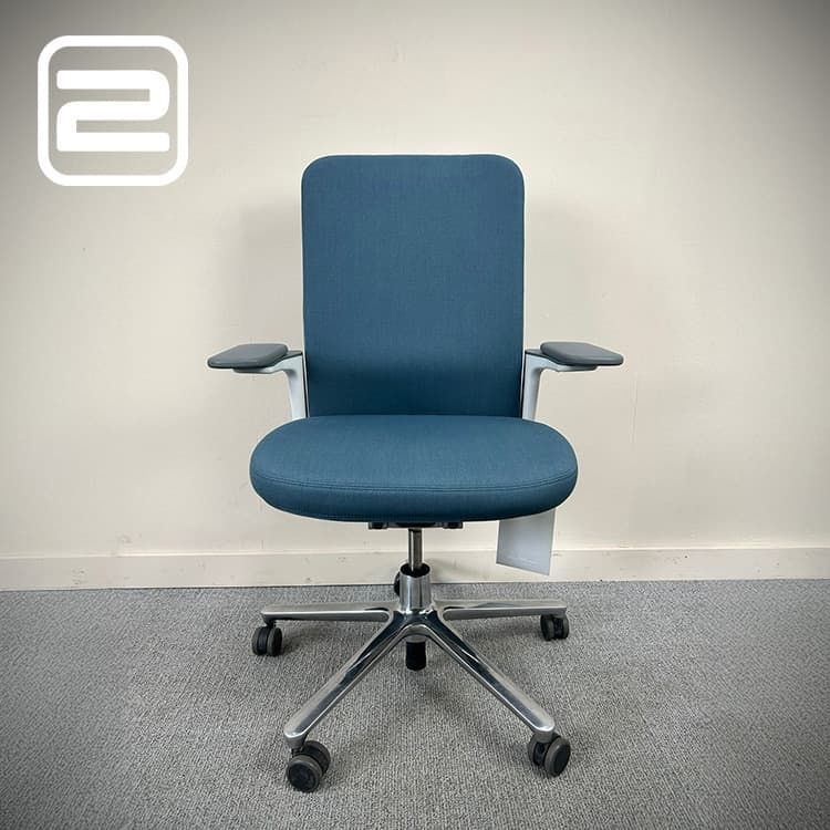 VITRA Pacific Bureaustoel - Blauw Stof / Metaal Voetkr mt wielen