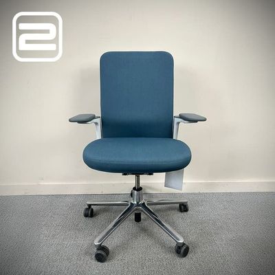 VITRA Pacific Bureaustoel - Blauw Stof / Metaal Voetkr mt wielen