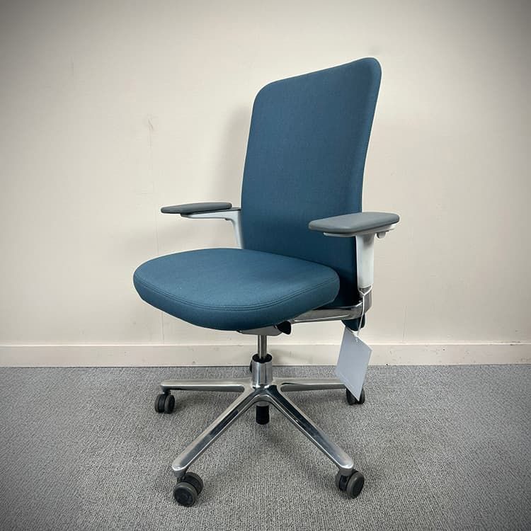 VITRA Pacific Bureaustoel - Blauw Stof / Metaal Voetkr mt wielen