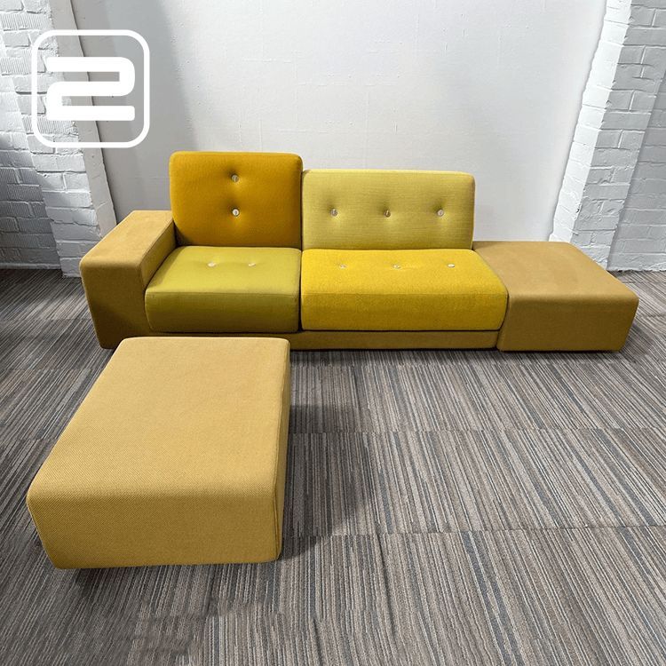 VITRA Polder Zitbank 3-zit By Hella Jongerius B260xD97xH82 - geel stof / kunststof