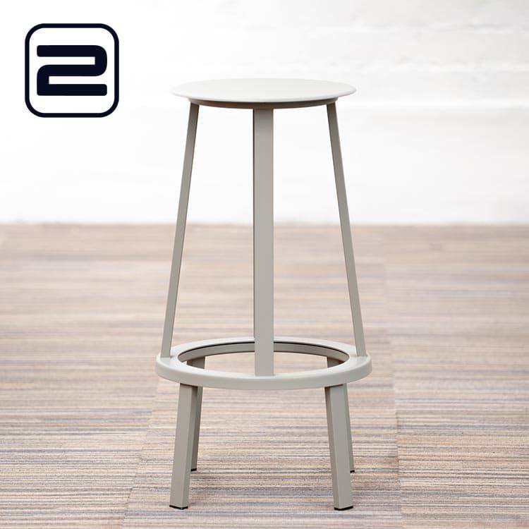 HAY Revolver Stool Barkruk Hoog b - Grijs Metaal / Vierpoot