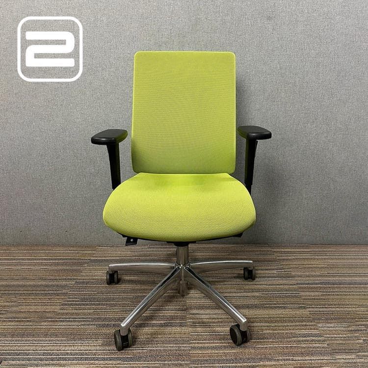 TRENDOFFICE KOOPJE: Bureaustoel - Limegreen Mesh / Alu Voetkr mt wielen
