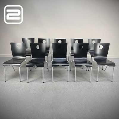 Set van 10x DRISAG stapelbare stoelen - Zwart hout / metalen Vierpoot Set van 10x DRISAG stapelbare stoelen - Zwart hout / metalen Vierpoot