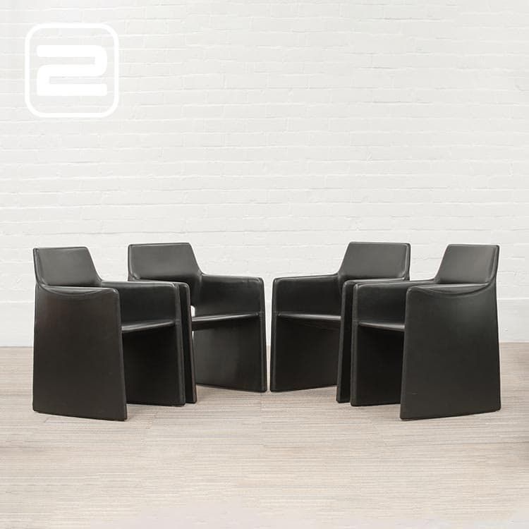Set van 4x ARPER CORTE Salonset by Rodolfo Dordoni B56xD47xH80 - Zwart Leder