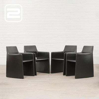 Set van 4x ARPER CORTE Salonset by Rodolfo Dordoni B56xD47xH80 - Zwart Leder
