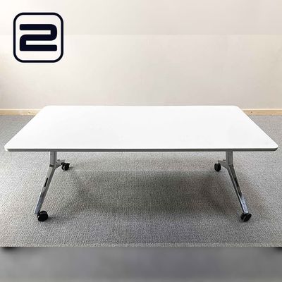 NN Klaptafel B180xD80xH72 - Wit / Chrome T poot met zwenkwielen