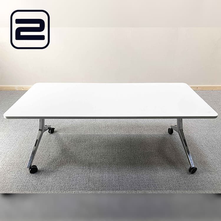 NN Klaptafel B180xD80xH72 - Wit / Chrome T poot met zwenkwielen
