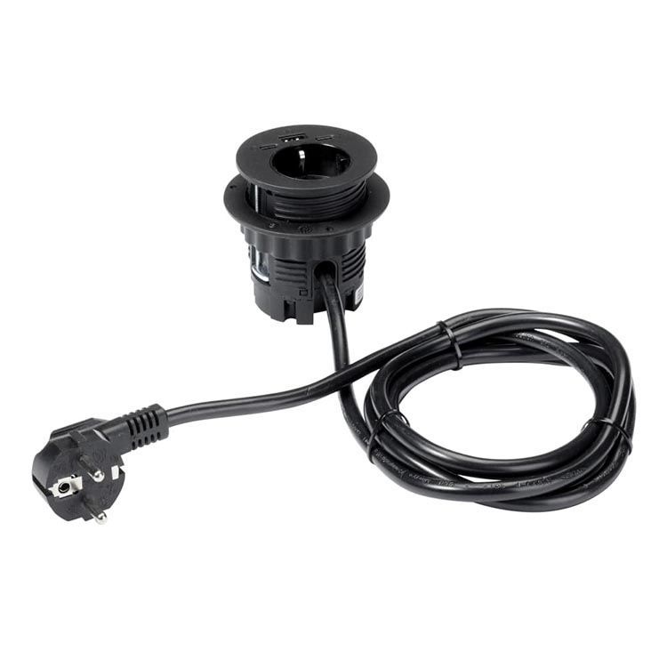 Inbouw 60mm - 2x USB-C, 1x USB-A, 1x Stroom